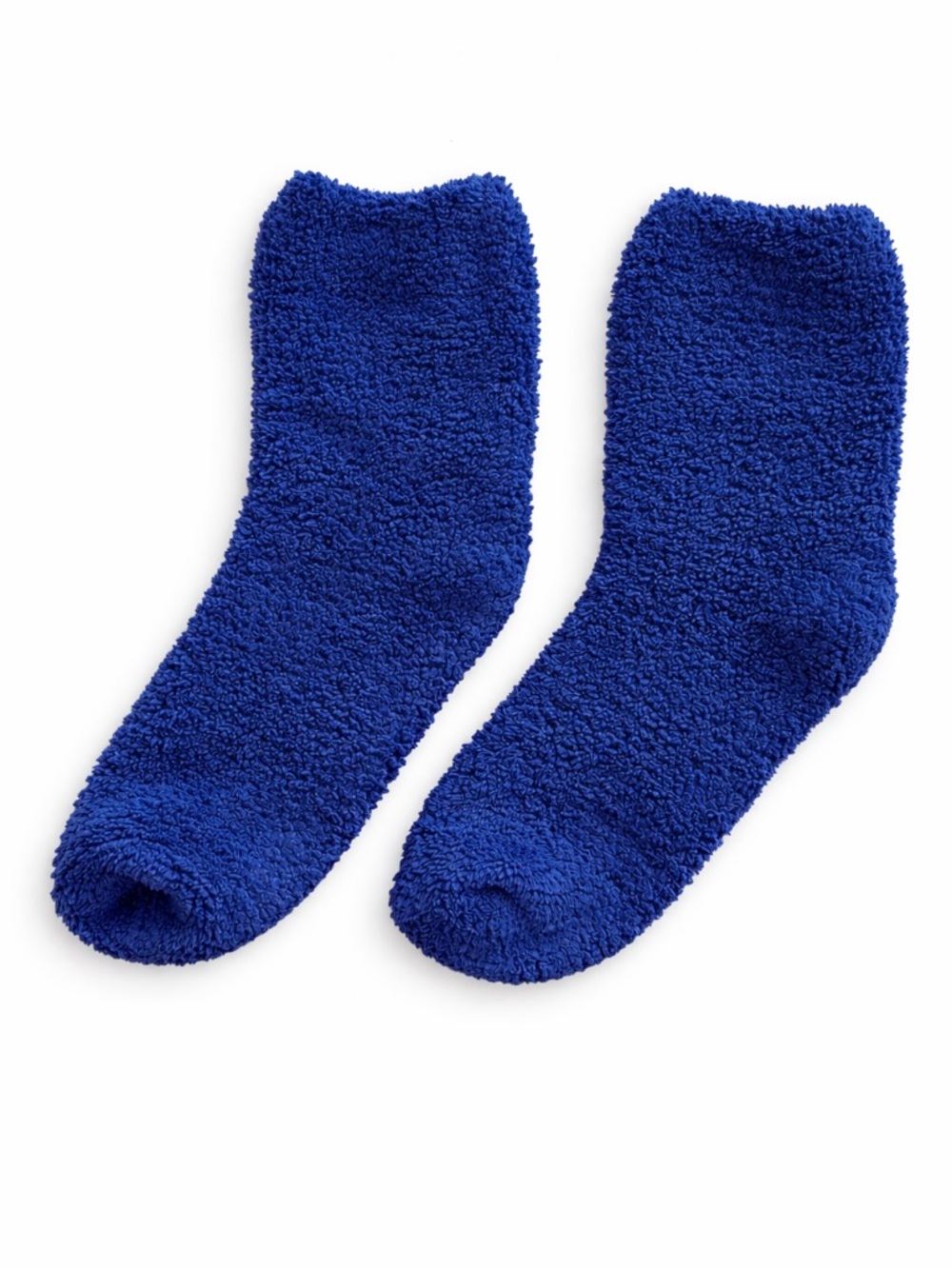 Fuzzy Blue Crew Socks